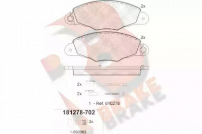 R BRAKE rb1278702 -  Комплект тормозных колодок, дисковый тормоз
